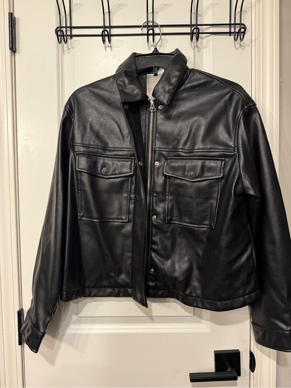 Classic Black FAUX LEATHER Jacket - Women